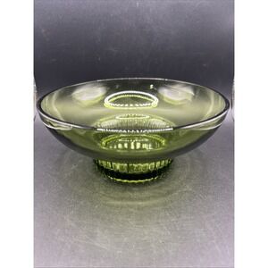 Vtg A.L. Randall Co. 1960s Green‎ Candy Bowl with Ribbed Collar Base
